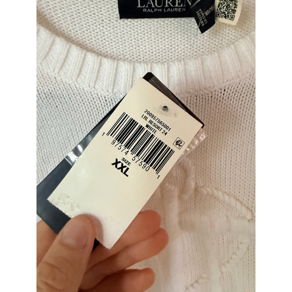 Lauren Ralph Lauren Cream Crewneck Sweater with Embossed Logo - Picture 4 of 5